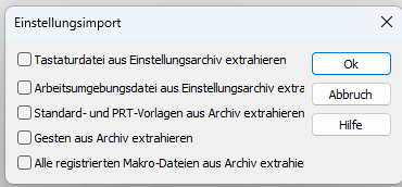 KeyCreator Werkzeuge Dialog Einstellungen importieren